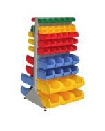 Double Sided Free Standing Rack With Bins